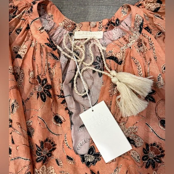 Ulla Johnson Women’s Biarrizt Tunic Floral Peach Mini dress Size M. - Picture 7 of 11